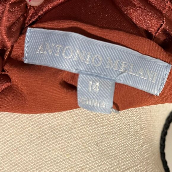 Antonio Melani Troian Cut-Out Short Puffed Sleeve Tie Back Midi Dress - Size 14 - Picture 7 of 8